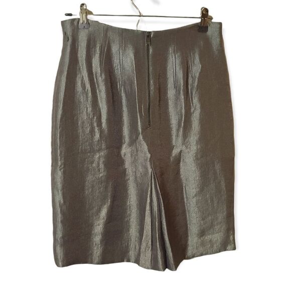 Ann Taylor Green Metallic Pencil Skirt Size 4 - Picture 2 of 5
